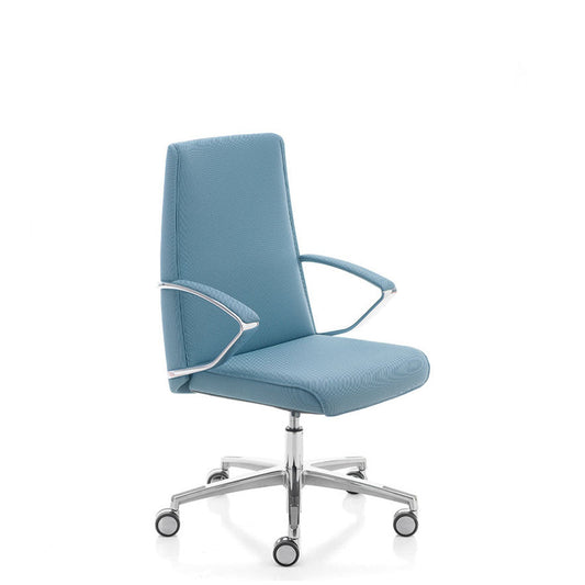 Sedia Direzionale KLIVIA LS - Similpelle Kastel rivestita in similpelle girevole con alzata a gas colore azzurro