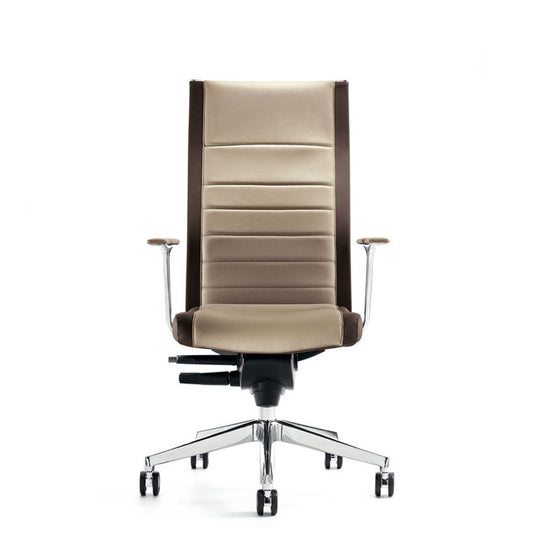 Sedia Direzionale KOSMO TOP - Similpelle Kastel rivestita in similpelle girevole con alzata a gas colore beige
