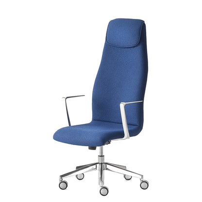 Sedia direzionale KAOMA Kastel schienale alto in tessuto colore Blu