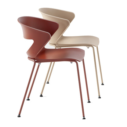 Sedie Multiuso KICCA 4 GAMBE Kastel impilate, colori Rosso mattone e Tortora