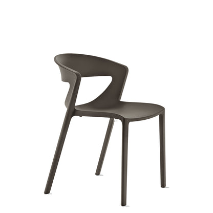 Sedia Multiuso KICCA ONE Kastel in polipropilene colore Grigio Ardesia, vista di tre quarti