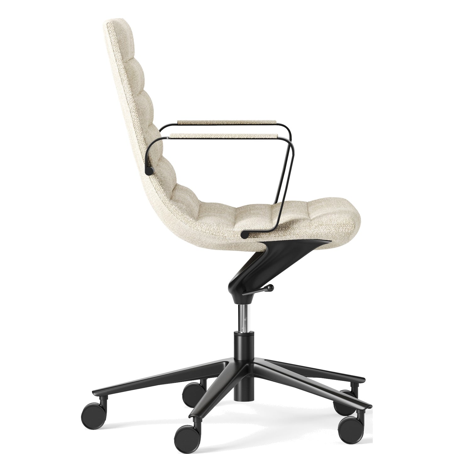 Sedia Direzionale KEY Frezza di profilo con schienale alto e braccioli rivestiti