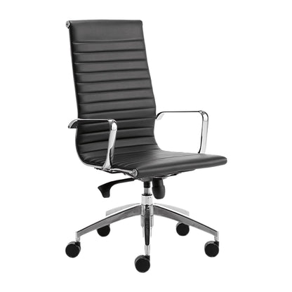 Sedia direzionale WIND SOFT Linea Fabbrica imbottita in similpelle nera