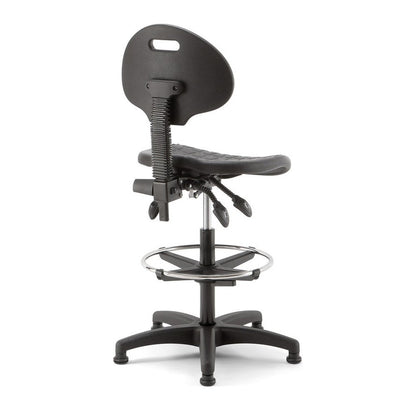 Sgabello TEKNIK 03 Linea Fabbrica in poliuretano integrale nero — vista di tre quarti