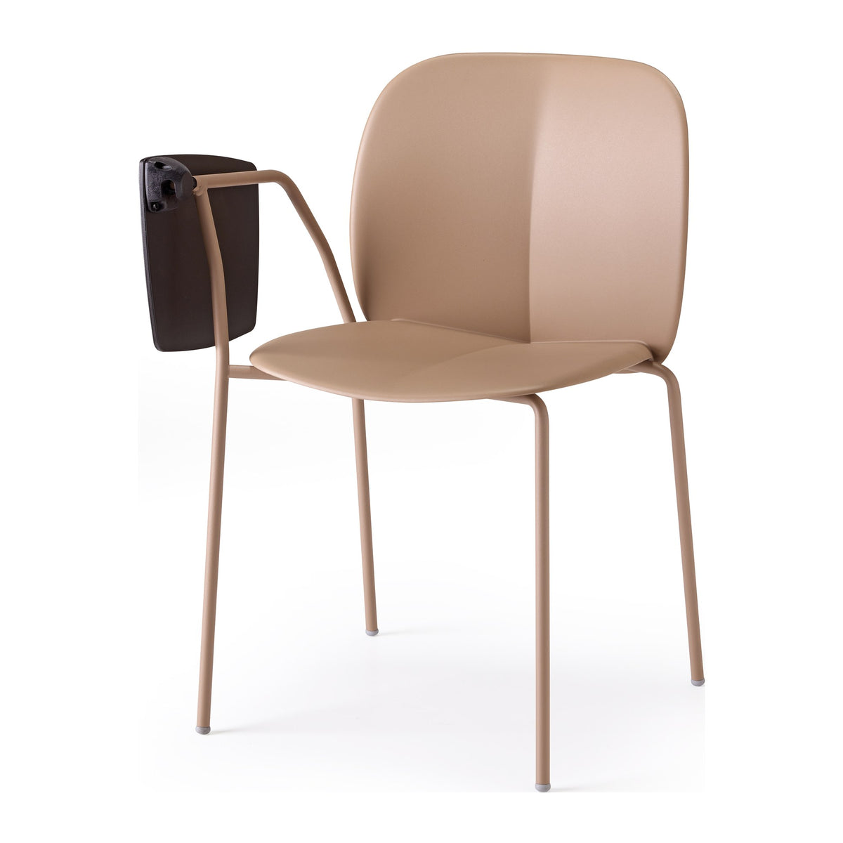 Sedia d'attesa MENTHA con tavoletta Scab in tecnopolimero rigenerato a 4 gambe colore caramel, vista laterale