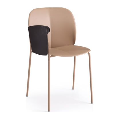 Sedia d'attesa MENTHA con tavoletta Scab in tecnopolimero rigenerato a 4 gambe colore caramel, vista posteriore