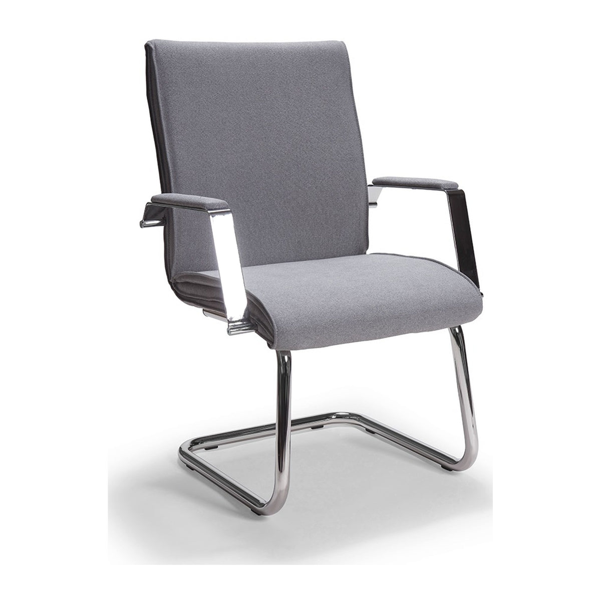 Sedia ospiti IRIS V MStyle in tessuto colore grigio su slitta cromata