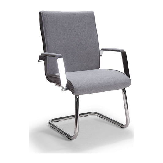 Sedia ospiti IRIS V MStyle in tessuto colore grigio su slitta cromata