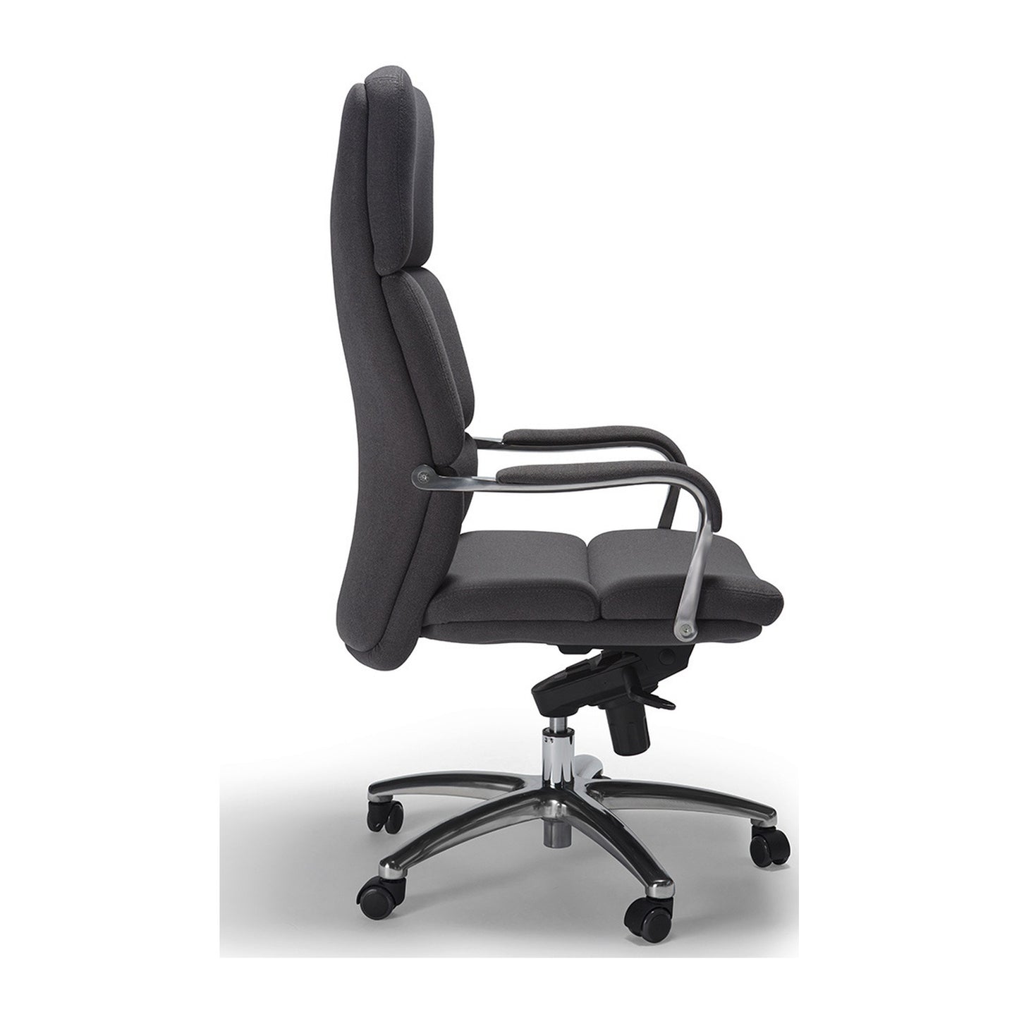 Sedia direzionale MOBY H MStyle in tessuto colore grigio scuro, vista laterale