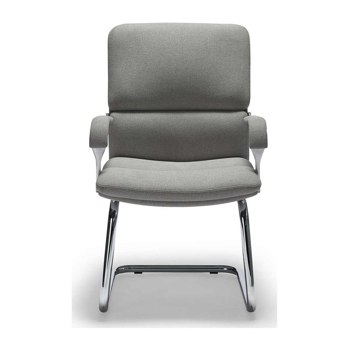 Sedia ospiti MOBY V MStyle in tessuto colore grigio su slitta cromata