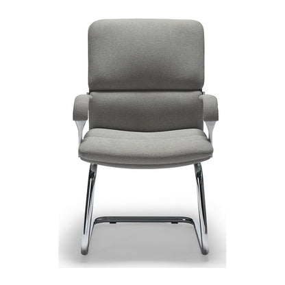Sedia ospiti MOBY V MStyle in tessuto colore grigio su slitta cromata