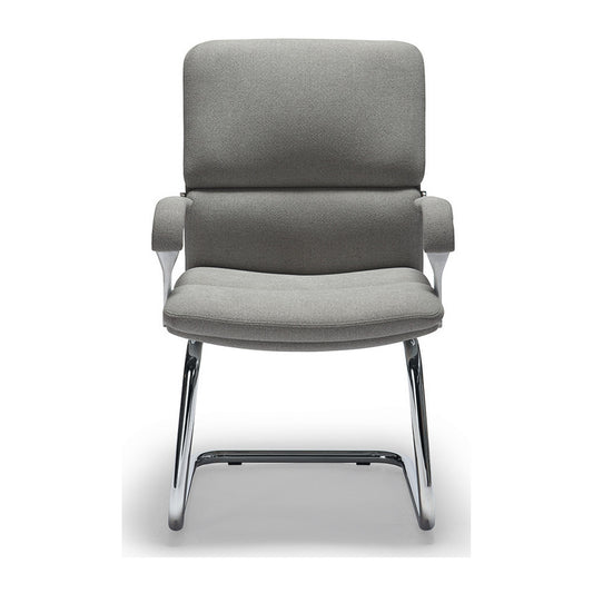 Sedia ospiti MOBY V MStyle in tessuto colore grigio su slitta cromata