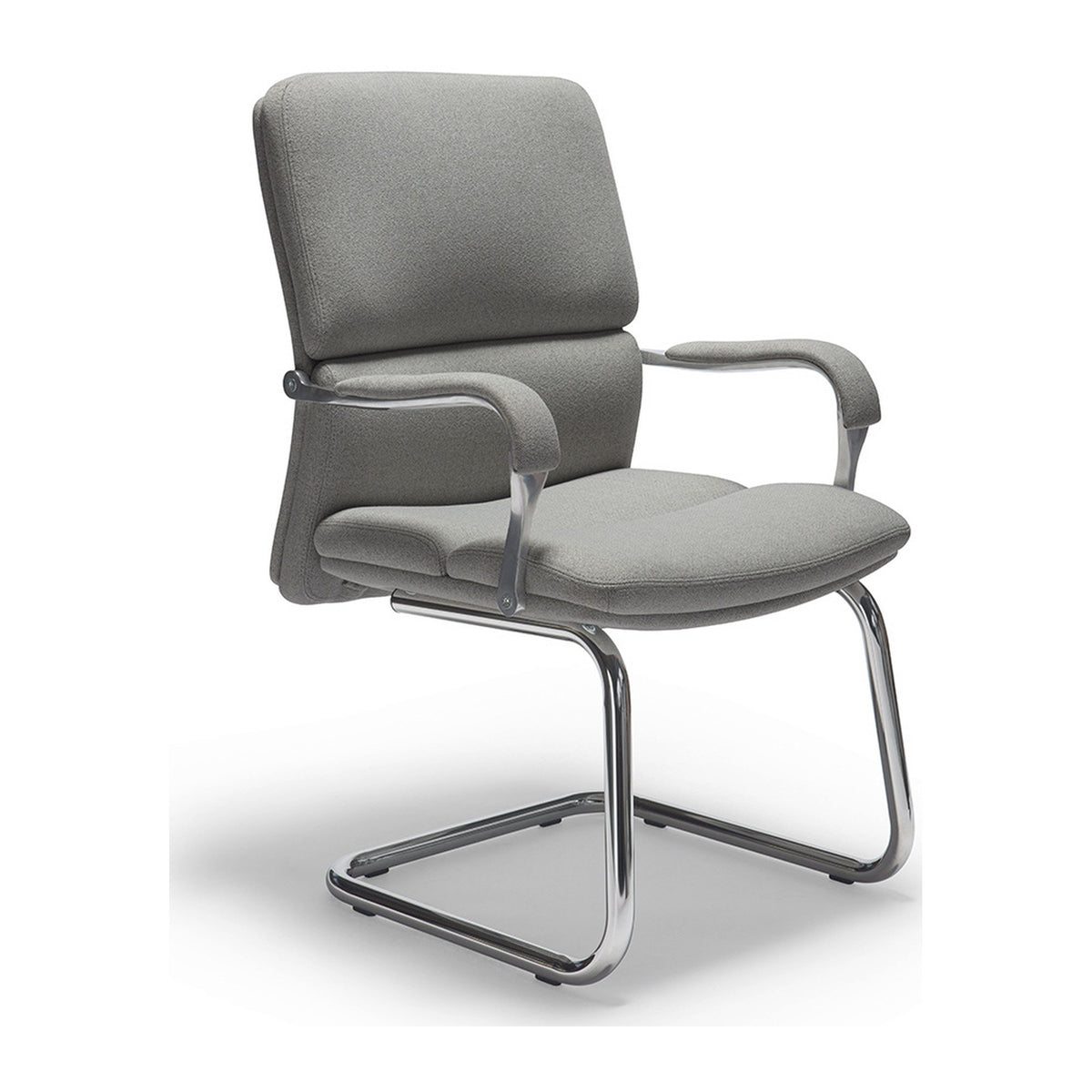 Sedia ospiti MOBY V MStyle in tessuto colore grigio, vista laterale