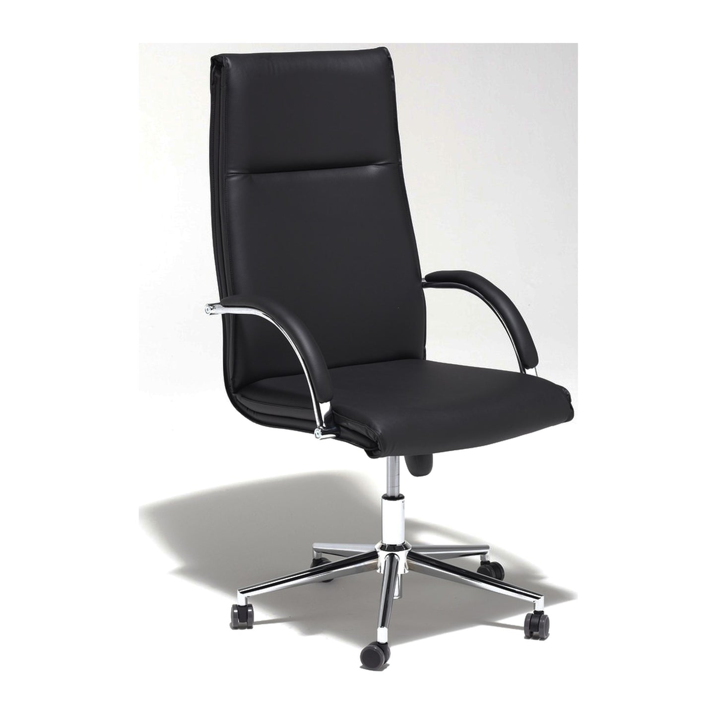 Sedia direzionale CROMA H MStyle in similpelle nera, vista frontale