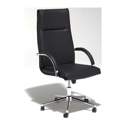Sedia direzionale CROMA H MStyle in similpelle nera, vista frontale