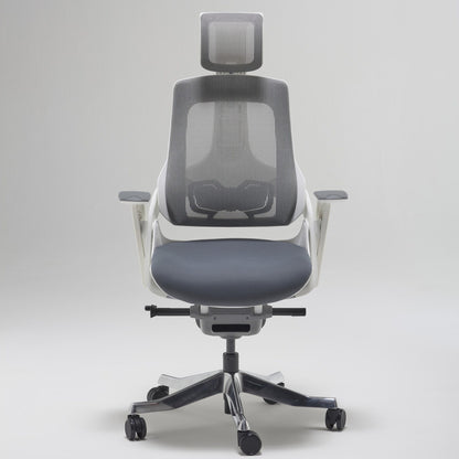 Sedia direzionale WOW MStyle in rete con poggiatesta colore grigio