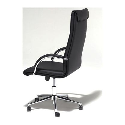 Sedia direzionale CROMA H QUICK MStyle in similpelle nera, vista posteriore