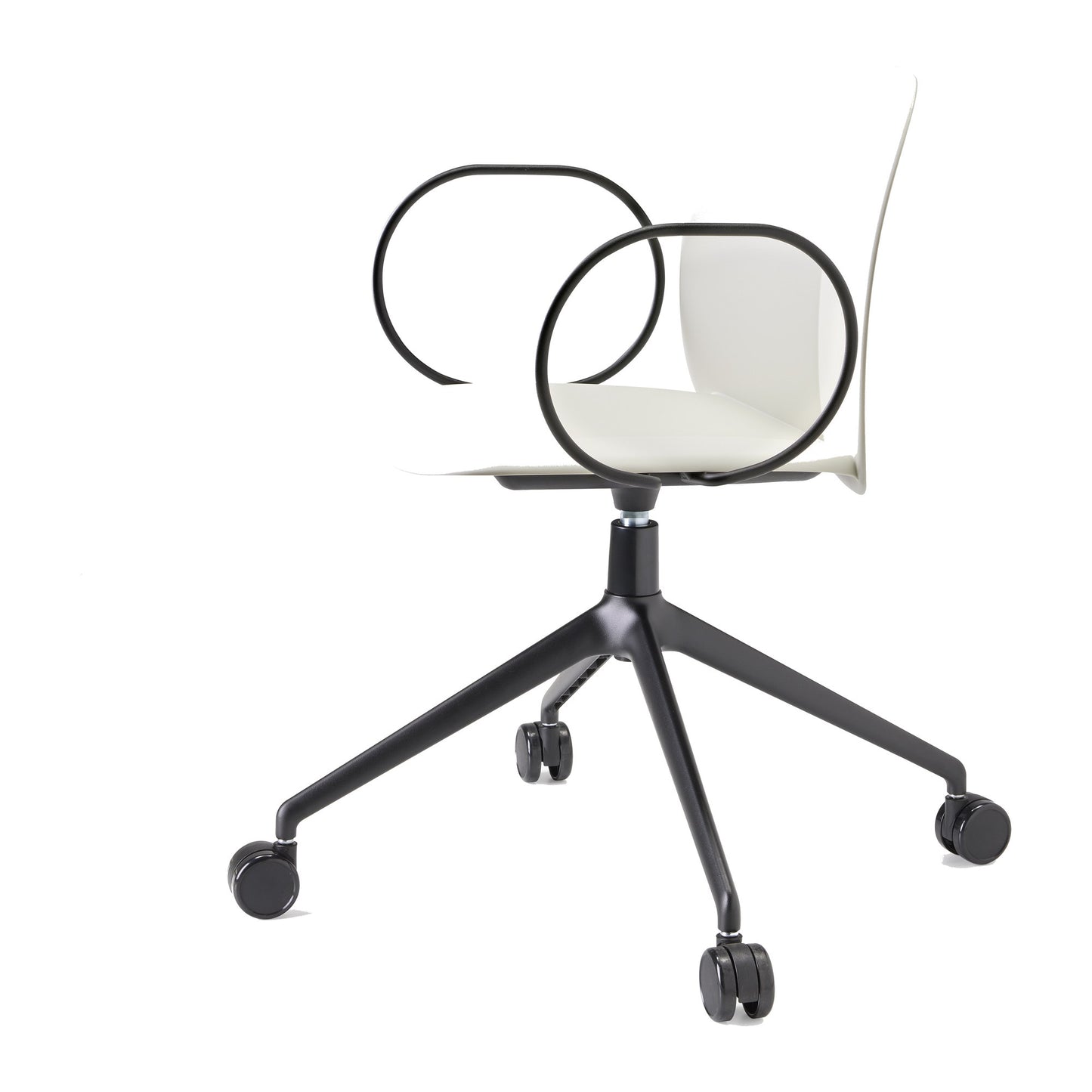 Poltroncina MENTHA con ruote e braccioli Scab in tecnopolimero rigenerato colore lino, vista laterale