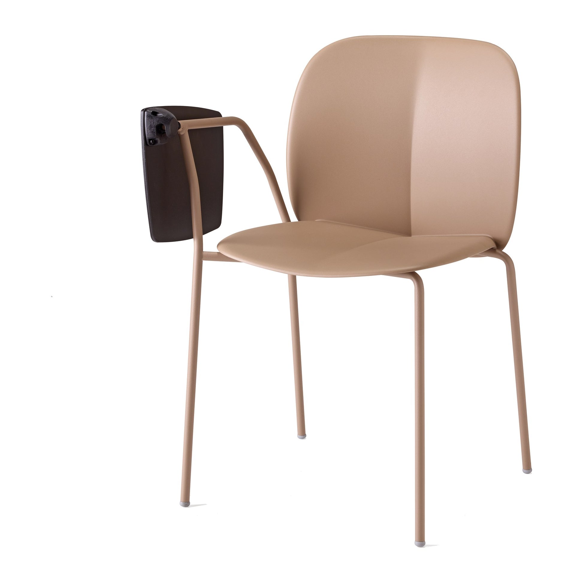 Sedia d'attesa MENTHA con tavoletta Scab in tecnopolimero rigenerato a 4 gambe colore caramel, vista laterale