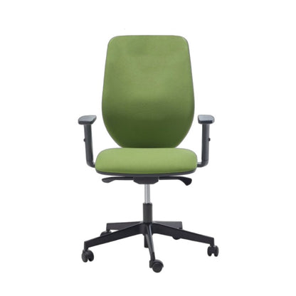 Sedia operativa ARIA SOFT MStyle imbottita in tessuto verde con braccioli regolabili
