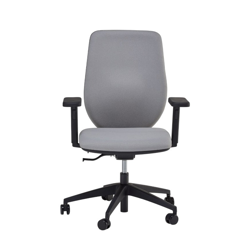 Sedia operativa ARIA SOFT CR MStyle imbottita in tessuto grigio con braccioli 4D