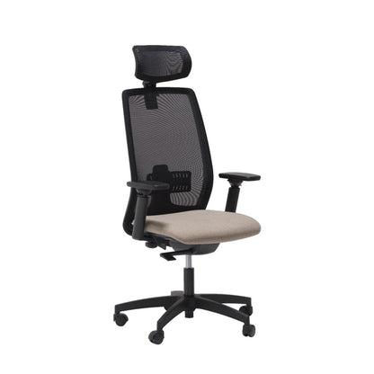 Sedia NEON MESH MStyle con poggiatesta regolabile in rete, vista di tre quarti