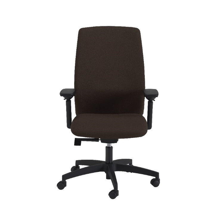 Sedia operativa NEON SOFT MStyle imbottita in tessuto marrone con braccioli 3D