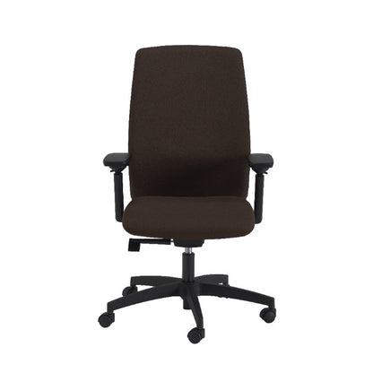 Sedia operativa NEON SOFT MStyle imbottita in tessuto marrone con braccioli 3D