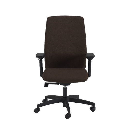 Sedia operativa NEON SOFT MStyle imbottita in tessuto marrone con braccioli 3D
