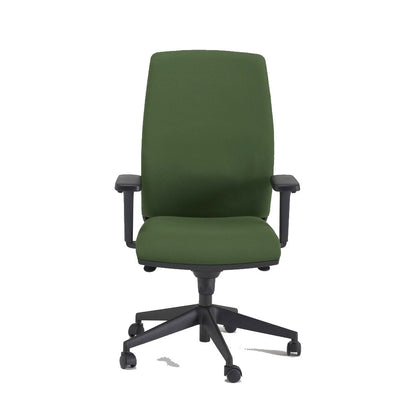 Sedia NEON SOFT MStyle in tessuto verde con braccioli, vista frontale