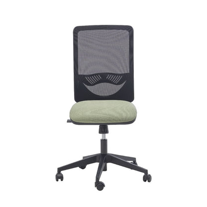 Sedia operativa RIO SMART MStyle con schienale in rete nera e sedile verde salvia, senza braccioli