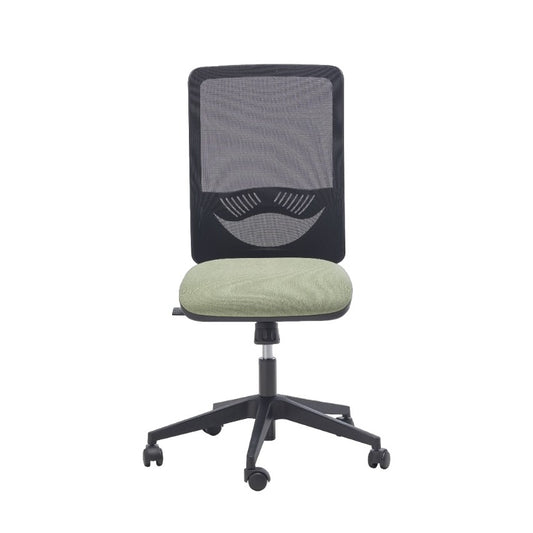 Sedia operativa RIO SMART MStyle con schienale in rete nera e sedile verde salvia, senza braccioli