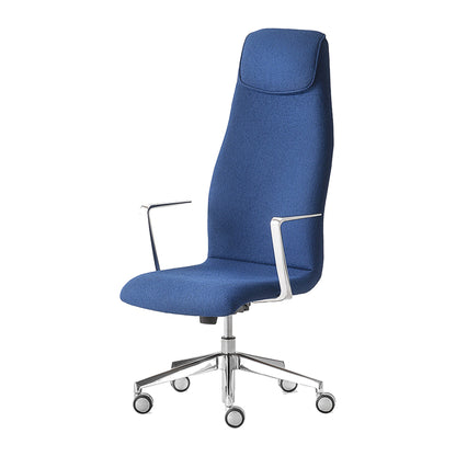 Sedia direzionale KAOMA Kastel schienale alto in tessuto colore Blu