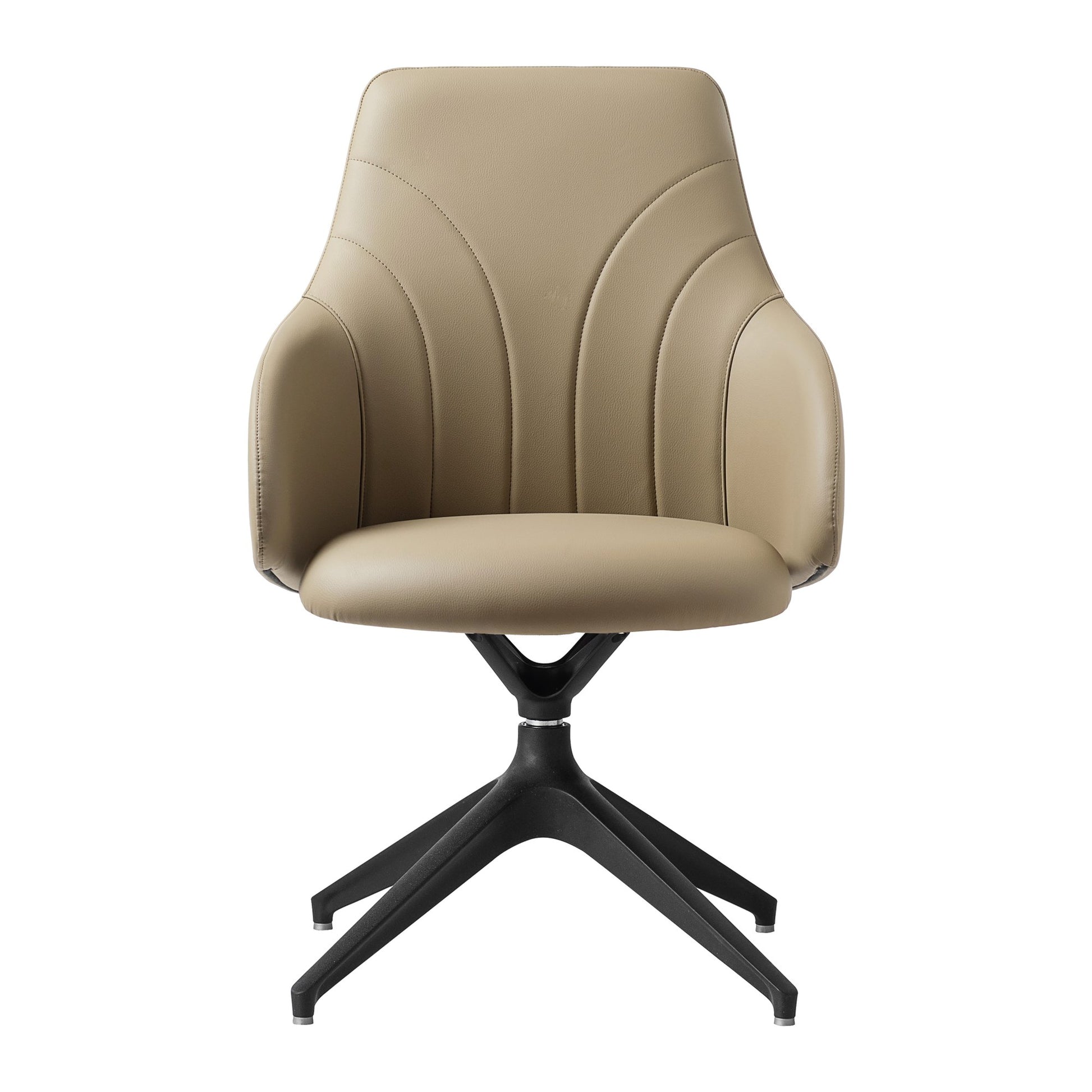 Sedia direzionale KONTEA Kastel in similpelle colore Panna con base piramidale nera