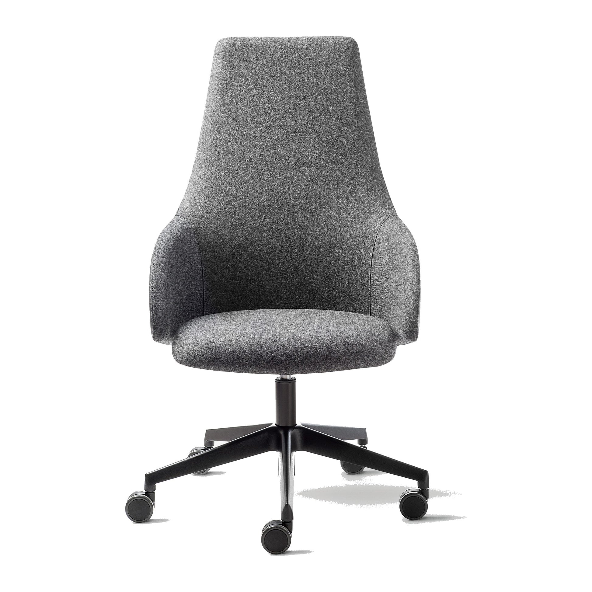 Sedia direzionale KONTEA Kastel schienale alto in tessuto colore Grigio Scuro