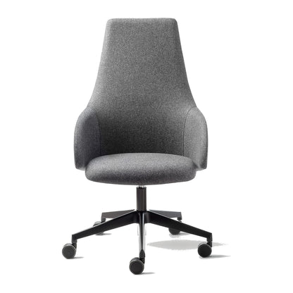 Sedia direzionale KONTEA Kastel schienale alto in tessuto colore Grigio Scuro