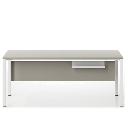 Scrivania POP EASY Frezza con gamba in tubo d'acciaio verniciato e piano in melaminico colore bianco