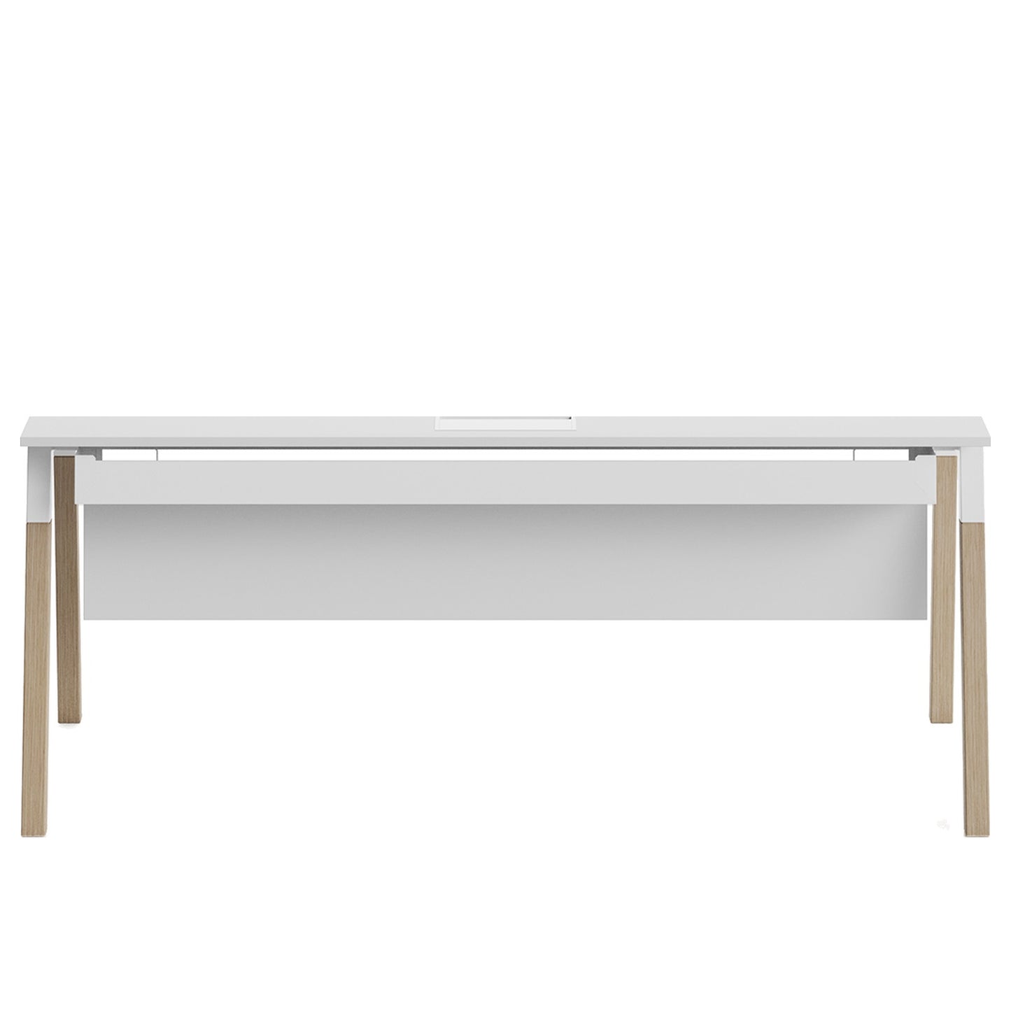 Scrivania POP WOODY Frezza con gamba in frassino naturale e piano in melaminico colore bianco