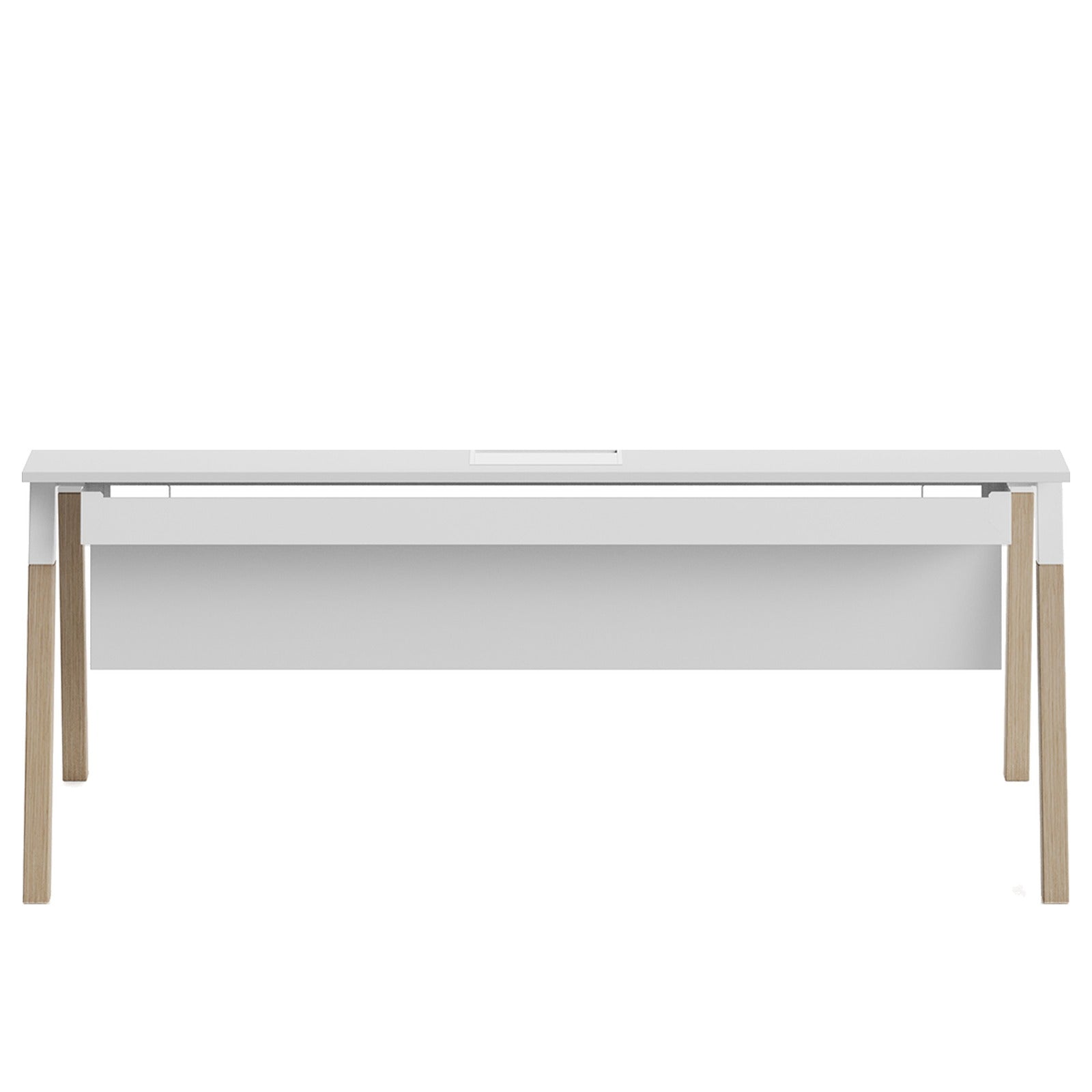Scrivania POP WOODY Frezza con gamba in frassino naturale e piano in melaminico colore bianco