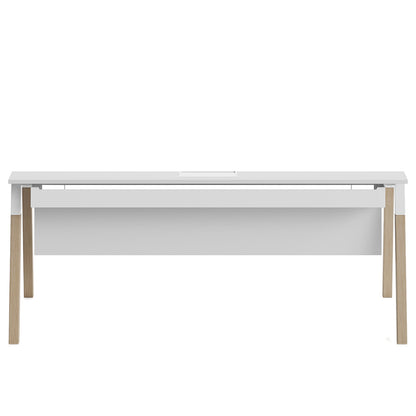 Scrivania POP WOODY Frezza con gamba in frassino naturale e piano in melaminico colore bianco