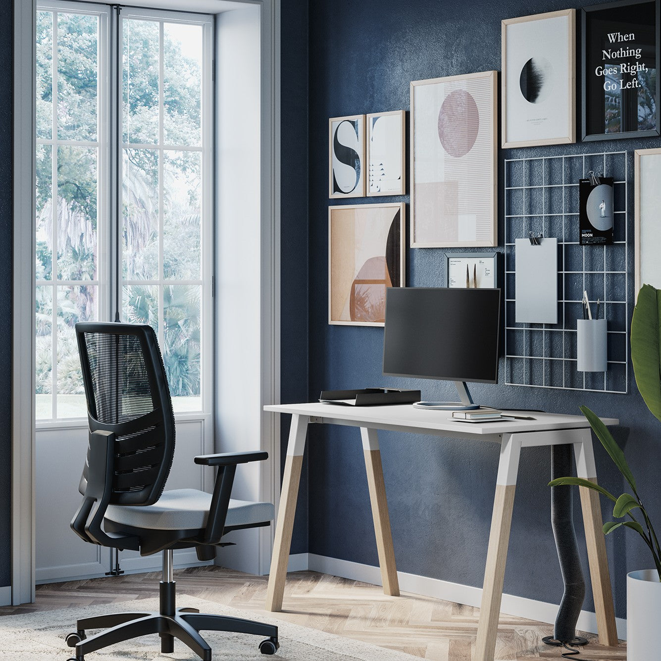 Scrivania POP WOODY Frezza in un home office con seduta operativa