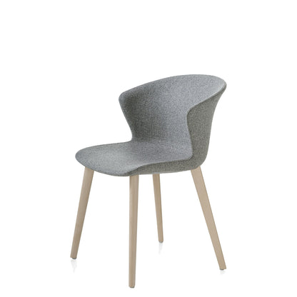 Sedia Multiuso KICCA PLUS 4 GAMBE in LEGNO Kastel in tessuto colore Grigio su gambe in acero