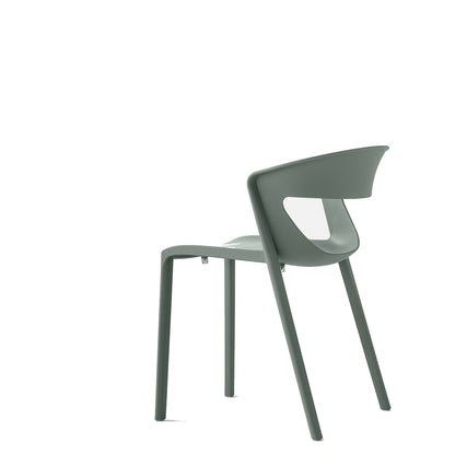 Sedia Multiuso KICCA ONE 2nd Life Kastel in polipropilene riciclato colore Verde Salvia, vista di profilo