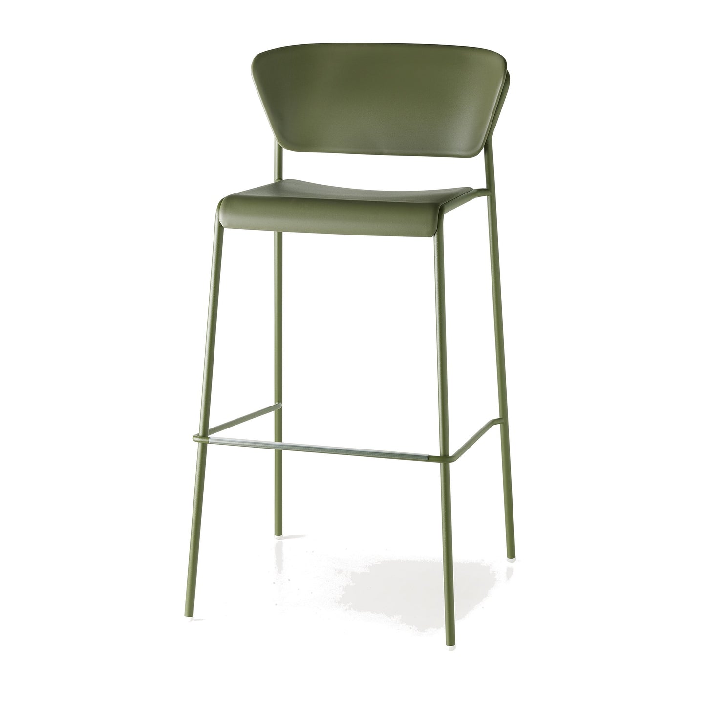 Sgabello LISA TECNOPOLIMERO GO GREEN Scab in tecnopolimero a 4 gambe colore verde oliva
