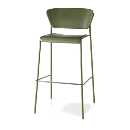Sgabello LISA TECNOPOLIMERO GO GREEN Scab in tecnopolimero a 4 gambe colore verde oliva