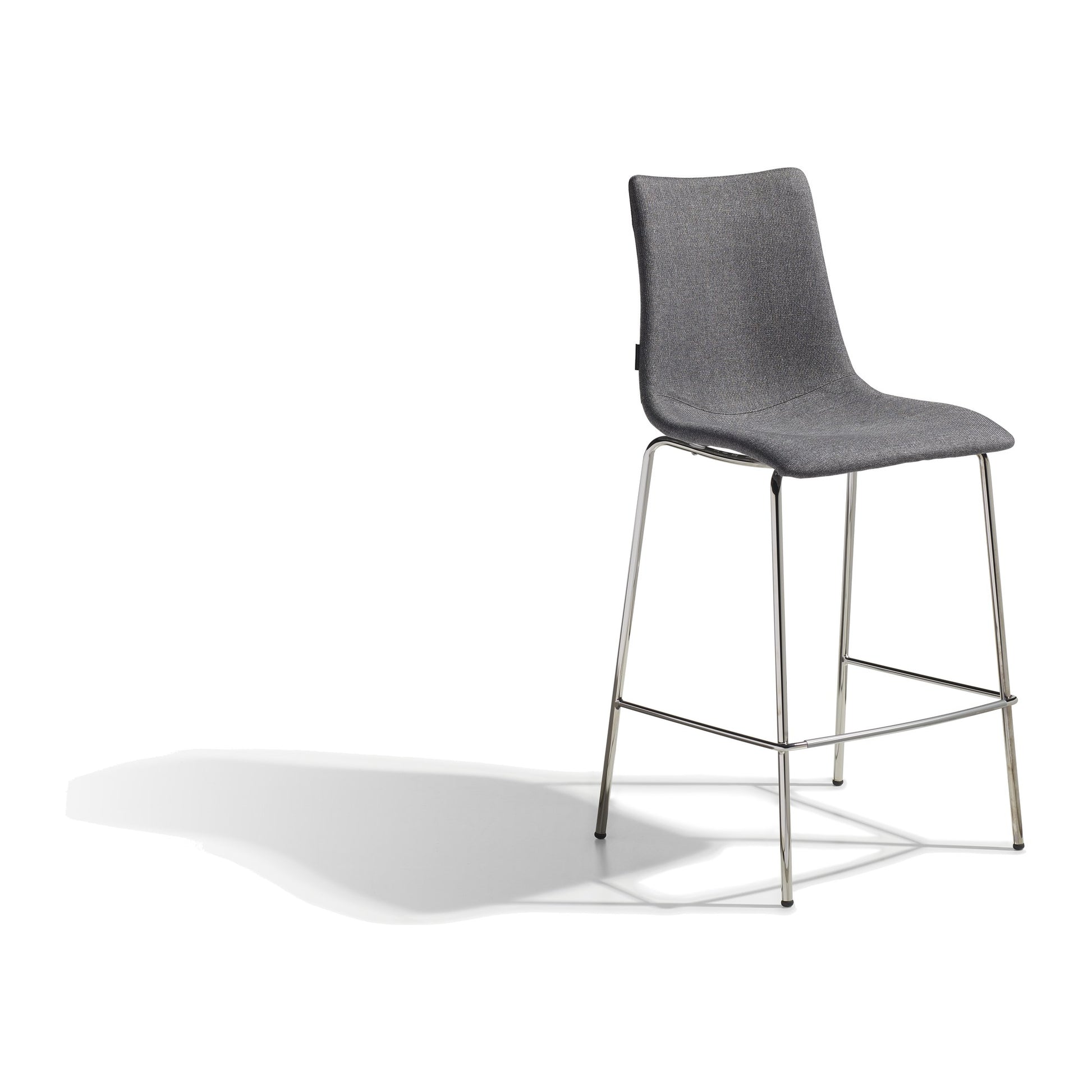 Sgabello ZEBRA POP Scab con struttura in acciaio a 4 gambe H 65 colore grigio scuro melange