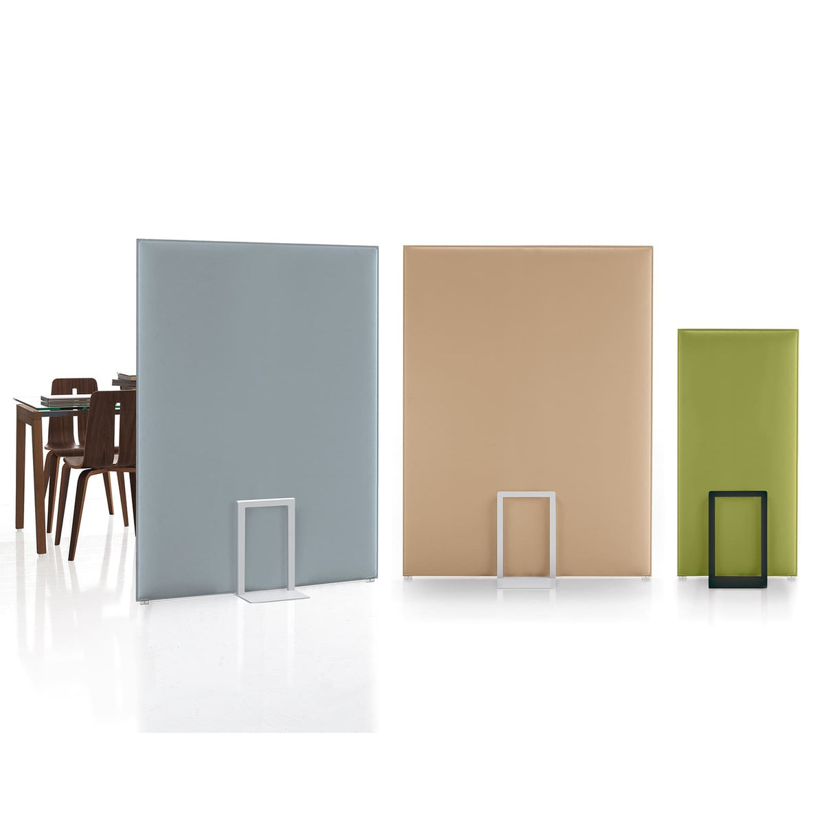 Divisori PLI OVERSIZE Caimi azzurro, beige e verde con cavalletti bianco e nero