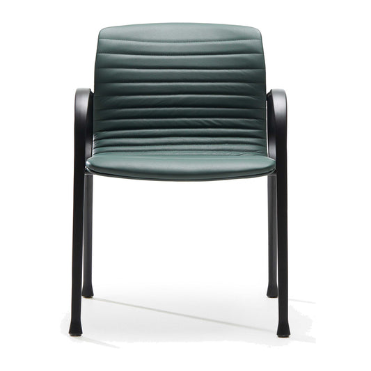 Sedia UNION GUEST a quattro gambe Vaghi colore verde petrolio, vista frontale