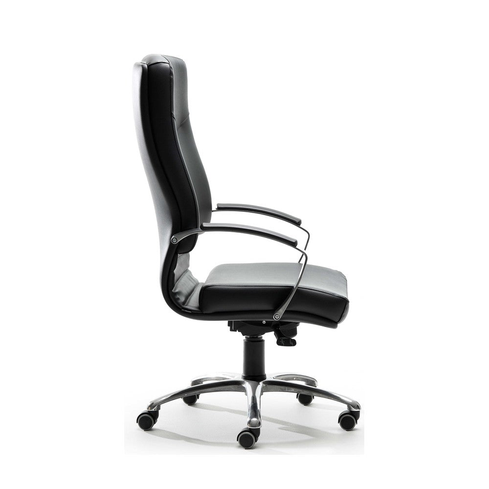Sedia direzionale AQABA QUICK Vaghi in similpelle nera — vista laterale