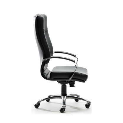 Sedia direzionale AQABA QUICK Vaghi in similpelle nera — vista laterale